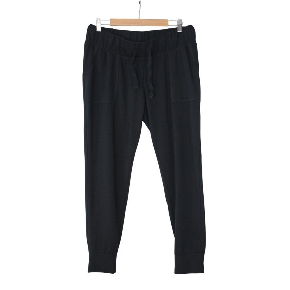 Isabel by Ingrid + Isabel black French terry drawstring tapered leg lounge pants